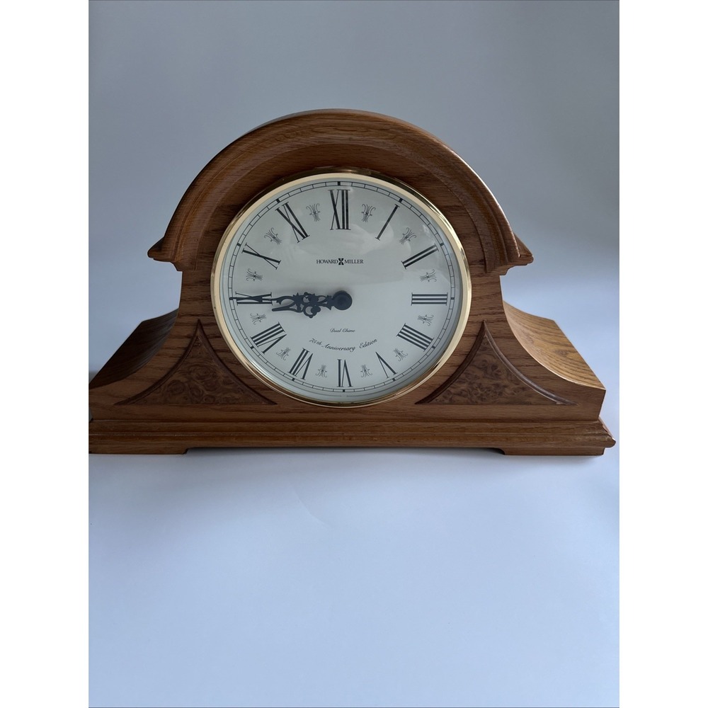 Howard Miller 75th Anniversary Mantel‎ Clock 635-106 Dual Chime Golden Oak